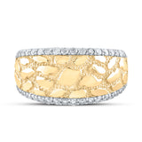 10kt Yellow Gold Mens Round Diamond Nugget Band Ring 3/4 Cttw
