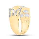 10kt Yellow Gold Mens Round Diamond Square Ring 3/8 Cttw