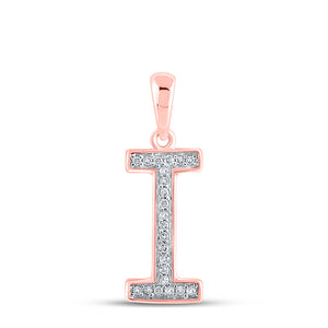 10kt Rose Gold Womens Round Diamond Initial I Letter Pendant 1/20 Cttw