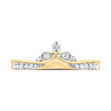 10kt Yellow Gold Womens Round Diamond Chevron Band Ring 1/8 Cttw