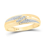 10kt Yellow Gold His Hers Round Diamond Square Matching Wedding Set 1/3 Cttw