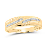 10kt Yellow Gold His Hers Round Diamond Square Matching Wedding Set 5/8 Cttw