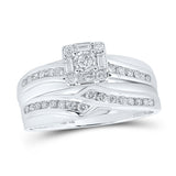 10kt White Gold His Hers Round Diamond Square Matching Wedding Set 5/8 Cttw