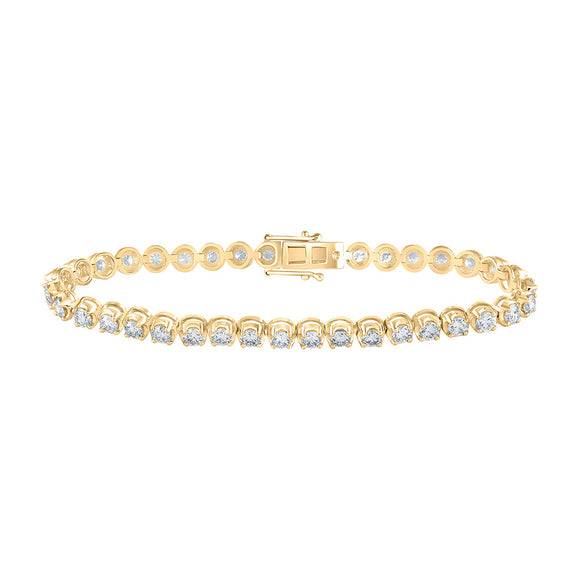 14kt Yellow Gold Womens Round Diamond Studded Tennis Bracelet 5 Cttw