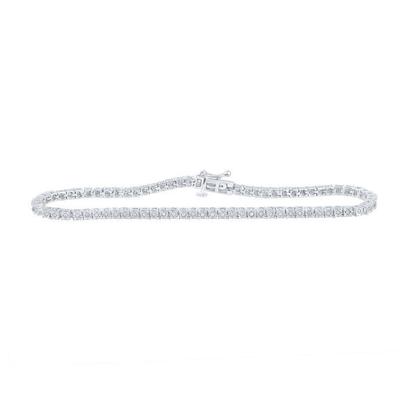 Sterling Silver Womens Round Diamond Fashion Bracelet 1/2 Cttw