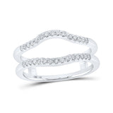 14kt White Gold Womens Round Diamond Wrap Enhancer Wedding Band 1/5 Cttw