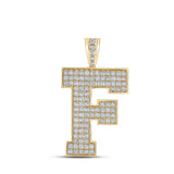 10kt Yellow Gold Mens Round Diamond F Initial Letter Charm Pendant 1-3/4 Cttw
