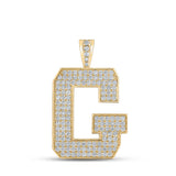 10kt Yellow Gold Mens Round Diamond G Initial Letter Charm Pendant 2-1/3 Cttw