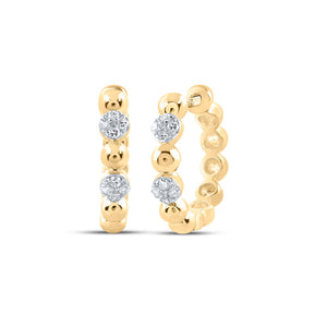 10kt Yellow Gold Womens Round Diamond Hoop Earrings 1/10 Cttw