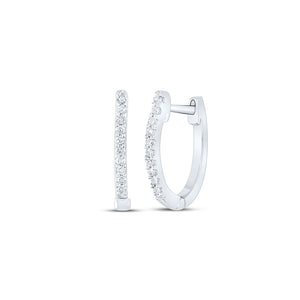 10kt White Gold Womens Round Diamond Hoop Earrings 1/12 Cttw