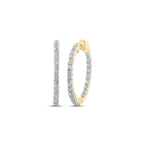 10kt Yellow Gold Womens Round Diamond Hoop Earrings 1-1/2 Cttw