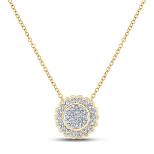 10kt Yellow Gold Womens Round Diamond 18-inch Cluster Necklace 1/5 Cttw