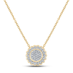 10kt Yellow Gold Womens Round Diamond 18-inch Cluster Necklace 1/5 Cttw