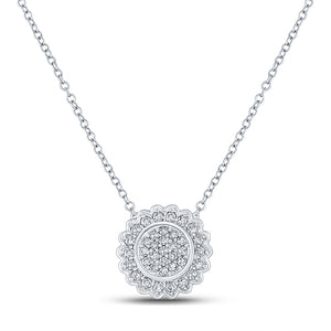 10kt White Gold Womens Round Diamond 18-inch Cluster Necklace 1/5 Cttw