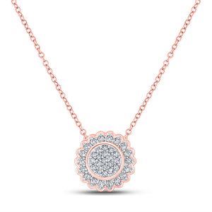 10kt Rose Gold Womens Round Diamond 18-inch Cluster Pendant 1/5 Cttw