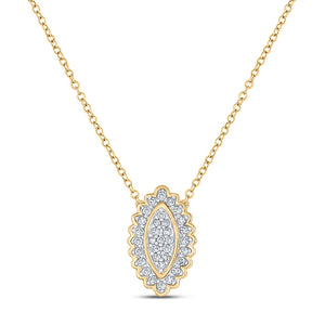 10kt Yellow Gold Womens Round Diamond Vertical Oval Necklace 1/5 Cttw