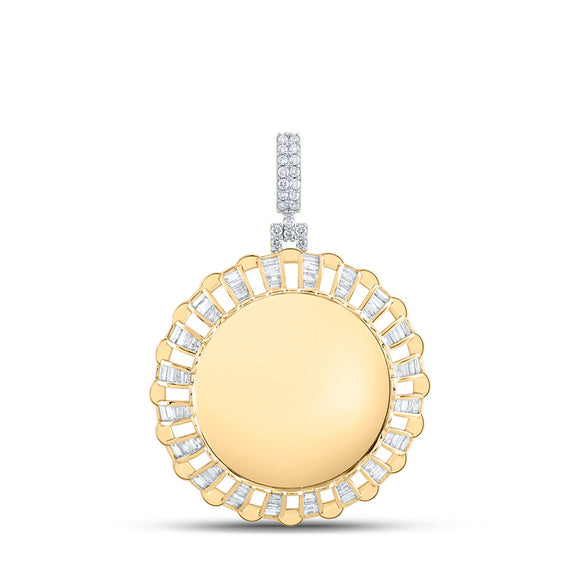 10kt Yellow Gold Mens Baguette Diamond Memory Circle Charm Pendant 1 Cttw