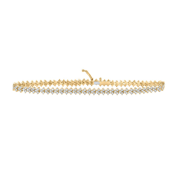 10kt Yellow Gold Womens Round Diamond Fashion Bracelet 2-1/2 Cttw