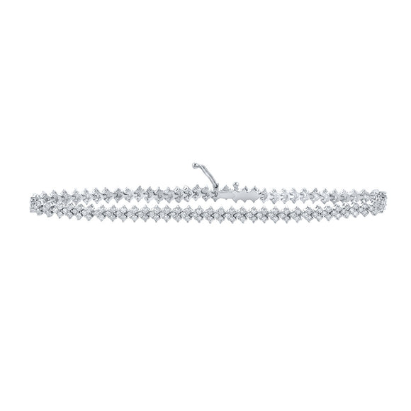 10kt White Gold Womens Round Diamond Fashion Bracelet 2-1/2 Cttw