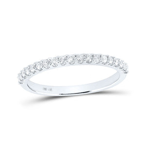 14kt White Gold Womens Round Diamond Wedding Single Row Band 1/4 Cttw