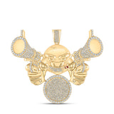 10kt Yellow Gold Mens Round Diamond Hold Up Charm Pendant 3-1/4 Cttw