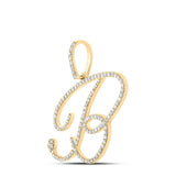 10kt Yellow Gold Womens Round Diamond B Initial Letter Pendant 3/4 Cttw