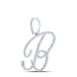 10kt White Gold Womens Round Diamond B Initial Letter Pendant 3/4 Cttw