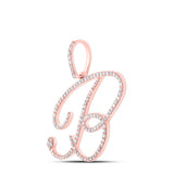 10kt Rose Gold Womens Round Diamond B Initial Letter Pendant 3/4 Cttw