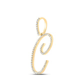 10kt Yellow Gold Womens Round Diamond C Initial Letter Pendant 3/8 Cttw