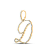 10kt Yellow Gold Womens Round Diamond D Initial Letter Pendant 5/8 Cttw