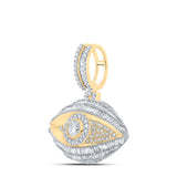 10kt Yellow Gold Mens Baguette Diamond Eye Charm Pendant 3 Cttw