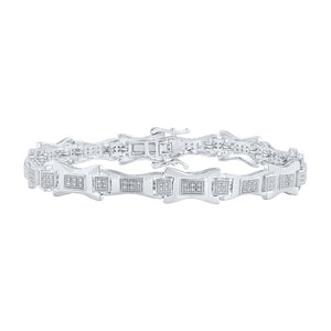 10kt White Gold Mens Round Diamond Link Bracelet 1/2 Cttw