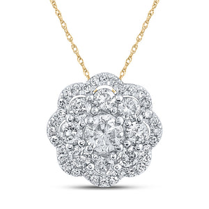 10kt Yellow Gold Womens Round Diamond Cluster Pendant 1/2 Cttw