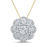 10kt Yellow Gold Womens Round Diamond Cluster Pendant 1/2 Cttw