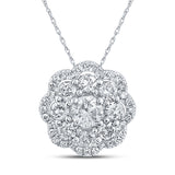 10kt White Gold Womens Round Diamond Cluster Pendant 1/2 Cttw