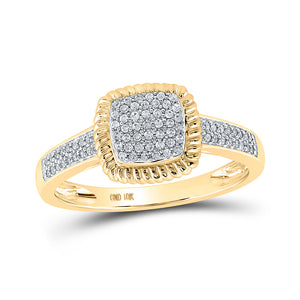10kt Yellow Gold Womens Round Diamond Square Ring 1/5 Cttw