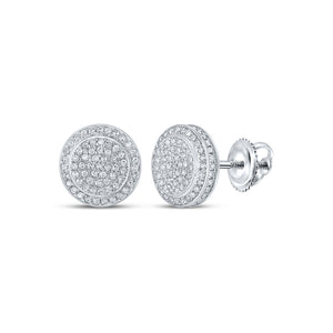 10kt White Gold Womens Round Diamond Circle Earrings 1/2 Cttw