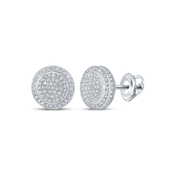 10kt White Gold Womens Round Diamond Circle Earrings 1/2 Cttw