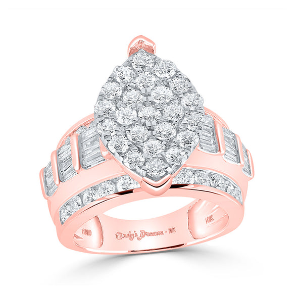 10kt Rose Gold Round Diamond Cluster Bridal Wedding Engagement Ring 3 Cttw