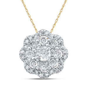 10kt Yellow Gold Womens Round Diamond Cluster Pendant 1/4 Cttw