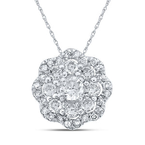 10kt White Gold Womens Round Diamond Cluster Pendant 1/4 Cttw