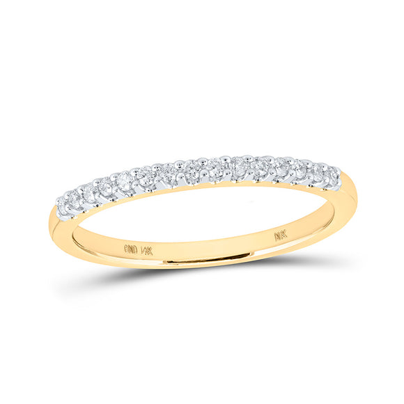 14kt Yellow Gold Womens Round Diamond Wedding Single Row Band 1/6 Cttw