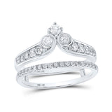 14kt White Gold Womens Round Diamond Wrap Enhancer Wedding Band 1/2 Cttw