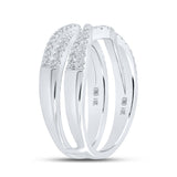14kt White Gold Womens Round Diamond Wrap Enhancer Wedding Band 1/3 Cttw
