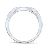 14kt White Gold Womens Round Diamond Wrap Enhancer Wedding Band 1/3 Cttw