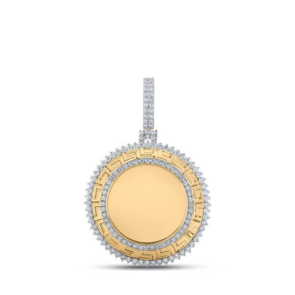 10kt Yellow Gold Mens Round Diamond Circle Memory Charm Pendant 2-3/4 Cttw