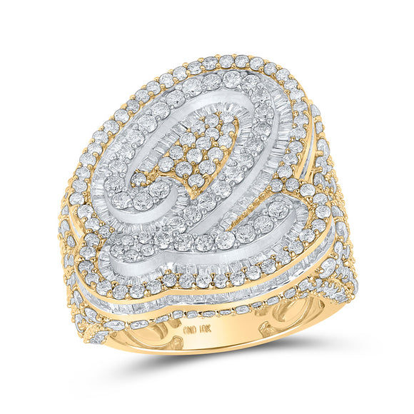 10kt Two-tone Gold Mens Baguette Diamond Q Initial Letter Ring 8 Cttw