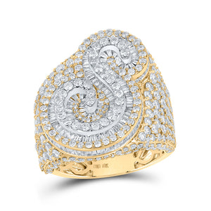 10kt Two-tone Gold Mens Baguette Diamond S Initial Letter Ring 6-3/4 Cttw