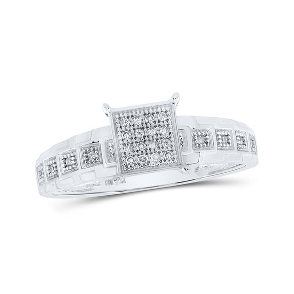 10kt White Gold Womens Round Diamond Square Ring 1/12 Cttw