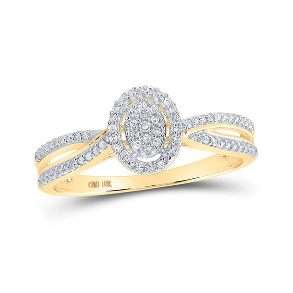 10kt Yellow Gold Womens Round Diamond Oval Ring 1/10 Cttw